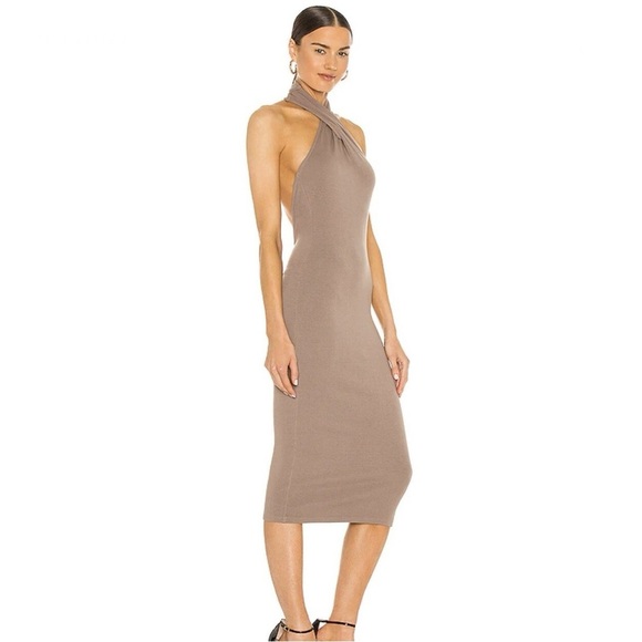 NBD Anju Midi Dress in Deep Taupe, size medium - Picture 2 of 11
